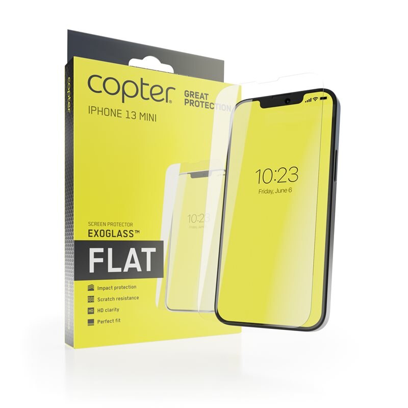 Copter Exoglass Härdat Glas Skärmskydd iPhone 13 Mini - Skärmskydd i glas med enkel installation