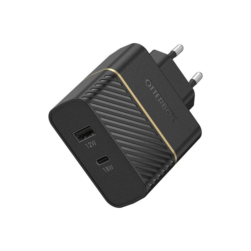 Otterbox Väggladdare 30W USB-C PD+USB-A Svart Shimmer - Kraftfull Power Delivery-laddare