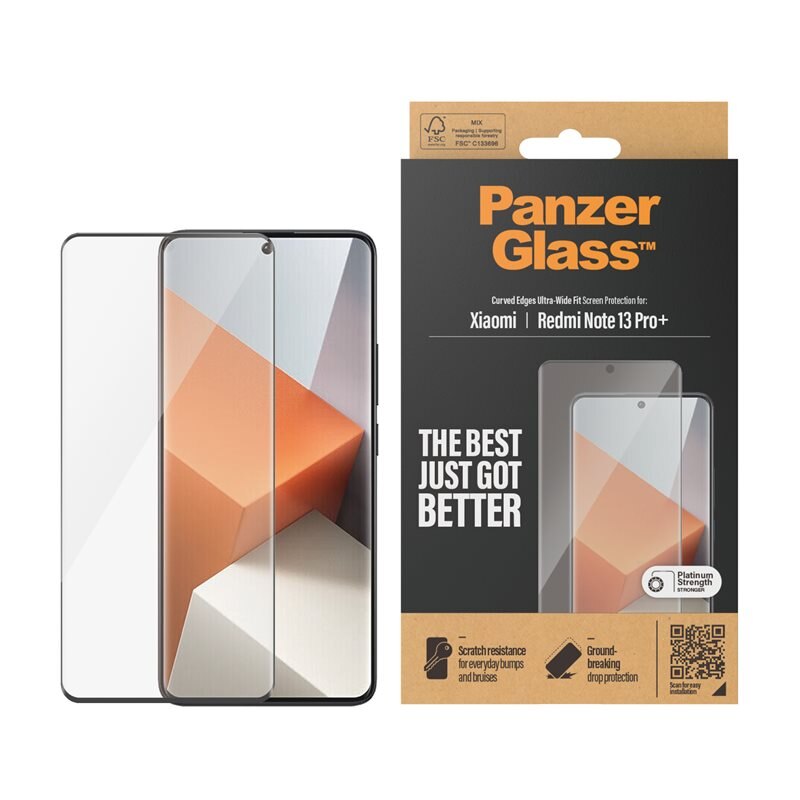 PanzerGlass Xiaomi Redmi Note 13 Pro Plus Screen Protector Ultra Wide Fit - Skärmskydd med oslagbar kvalitet. Bästa skyddet för skärmen