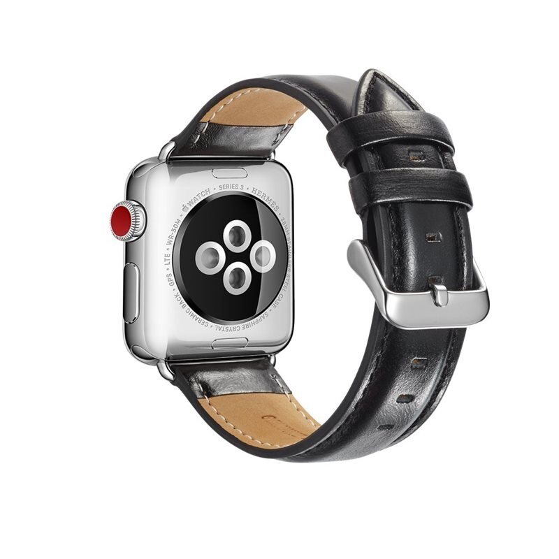 Premium Leather Armband Apple Watch 42mm Black - Snyggt läderarmband