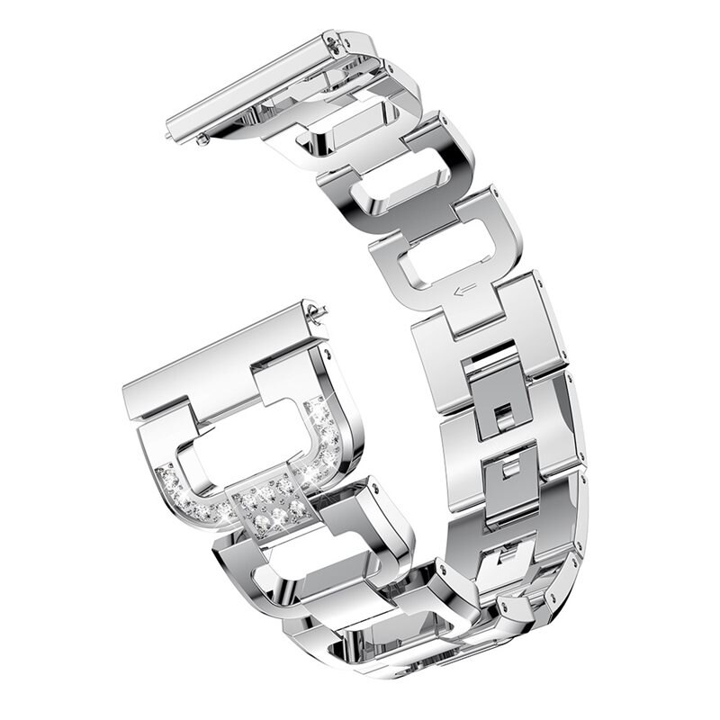 Rhinestone Metallarmband Universal 20mm silver - Snyggt armband med vackra stenar