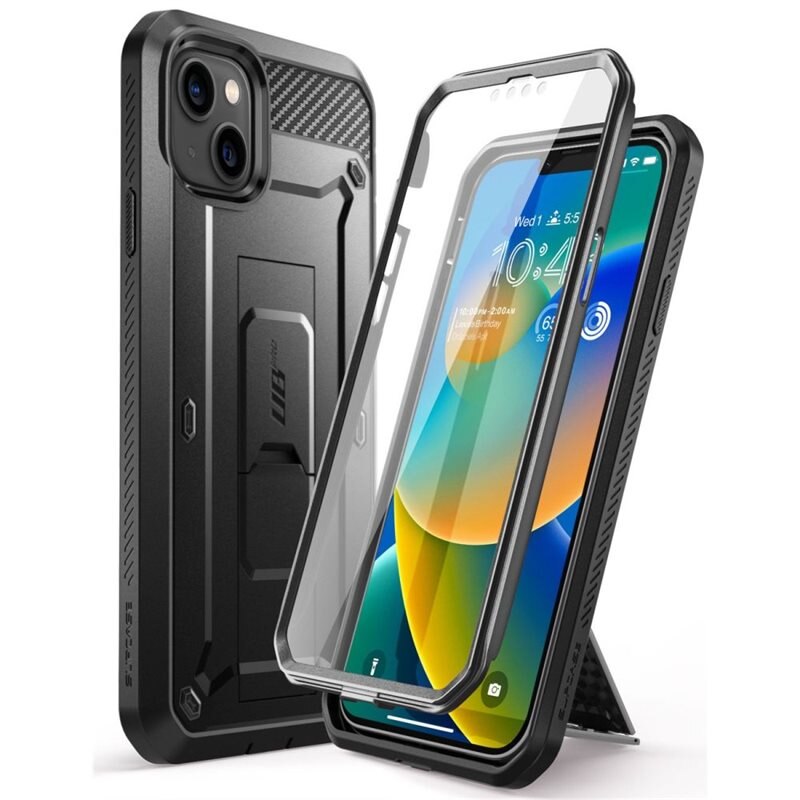 SUPCASE Unicorn Beetle Pro Skal iPhone 14 Plus Svart - Mobilskal för hantverkare med inbyggt skärmskydd och stöd