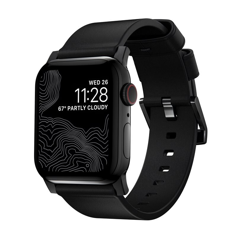 Nomad Apple Watch 42mm Modern Band Horween Leather Black (Black Hardware) - Läderarmband i högvalitativt läder