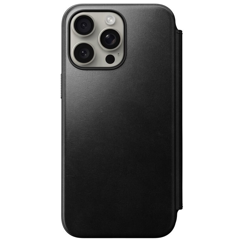 Nomad iPhone 15 Pro Max Modern Horween Leather Folio MagSafe Black - Lyxigt plånboksfodral i högkvalitativt läder