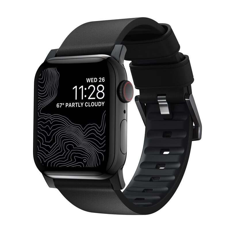 Nomad Active Band Pro Apple Watch Series 10 46mm Black (Black Hardware) - Lyxigt armband i högkvalitativt läder