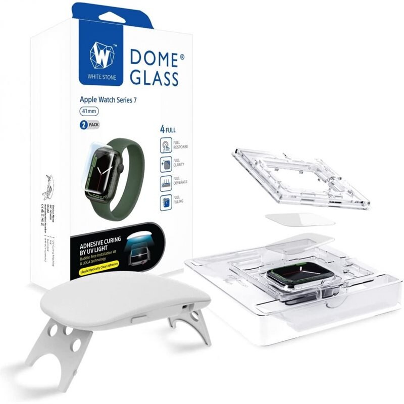 Whitestone Dome Glass Screen Protector Apple Watch 41mm Series 9 (2-pack) - Skärmskydd i härdat glas - Enkel installation