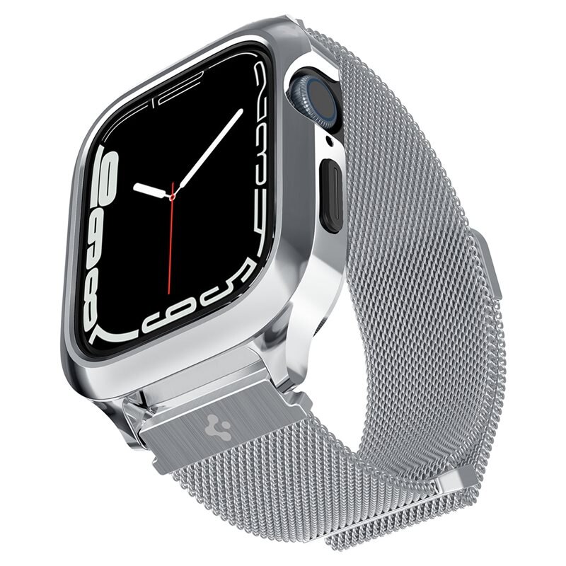 Spigen Apple Watch 45mm Series 8 Case Metal Fit Pro Silver - Skyddande skal