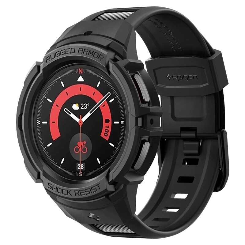 Spigen Samsung Galaxy Watch 5 Pro 45mm Skal Rugged Armor Pro Svart - Skal som skyddar mot repor och slitage