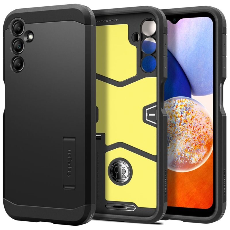 Spigen Samsung Galaxy A14 Skal Tough Armor Svart - Stöttåligt mobilskal med ställ