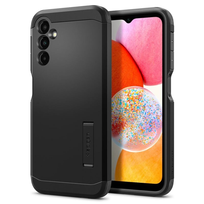 Spigen Samsung Galaxy A14 Skal Tough Armor Svart - Stöttåligt mobilskal med ställ