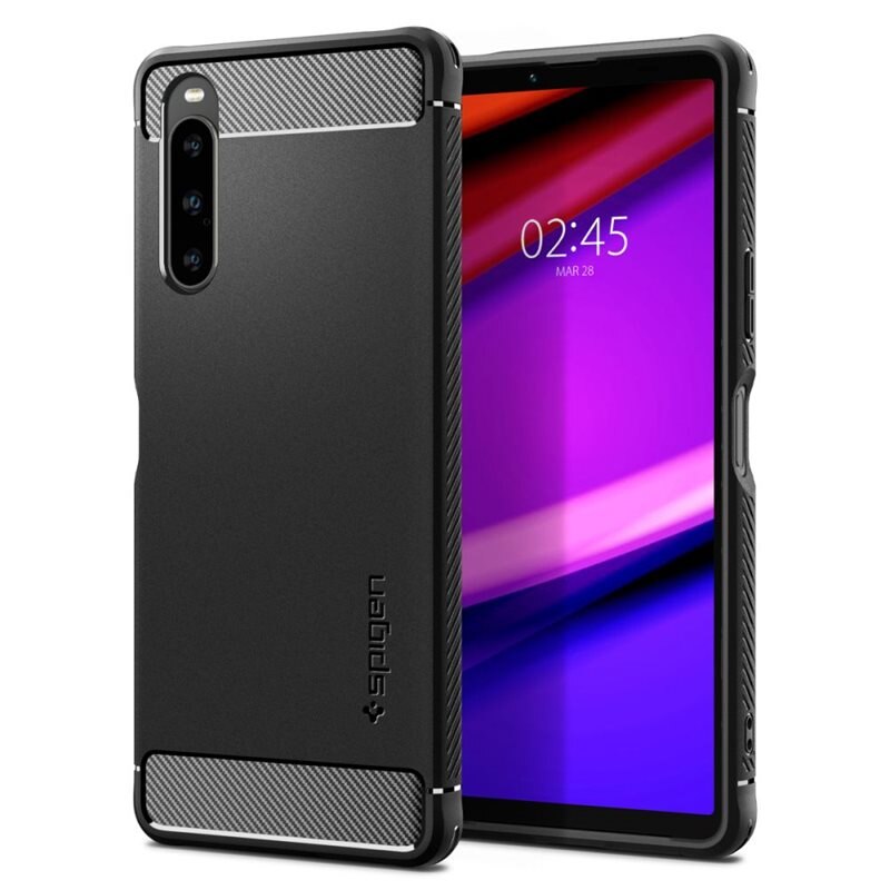 Spigen Sony Xperia 10 V Skal Rugged Armor Svart - Mobilskal - Stöttåligt
