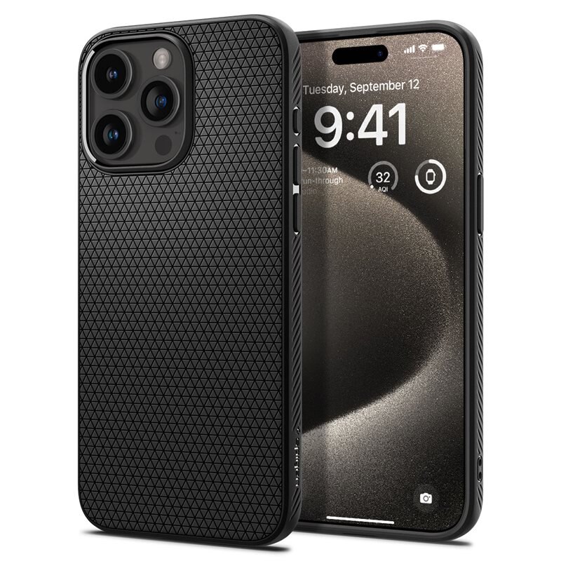 Spigen iPhone 15 Pro Max Skal Liquid Air Svart - Snyggt mobilskal