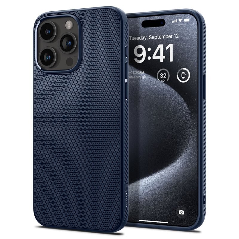 Spigen iPhone 15 Pro Case Liquid Air Navy Blue - Snyggt mobilskal