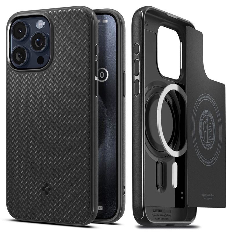 Spigen iPhone 15 Pro Case MagSafe Armor Black - Mobilskal med MagSafe