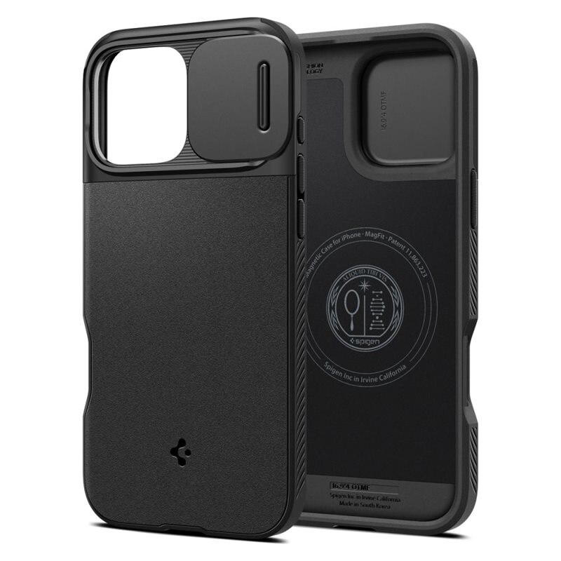 Spigen Optik Armor MagSafe iPhone 16 Pro Max Black - Mobilskal med MagSafe och kameraskydd