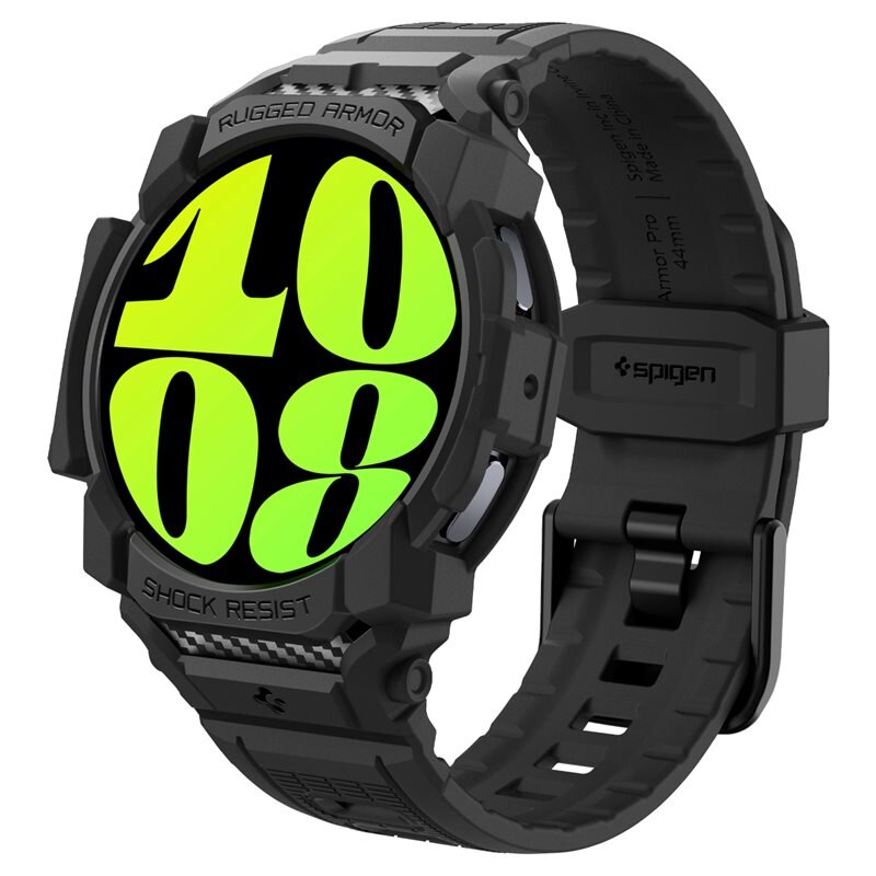Spigen Samsung Galaxy Watch 7 44mm Case Rugged Armor Pro Black - Skal och armband i ett