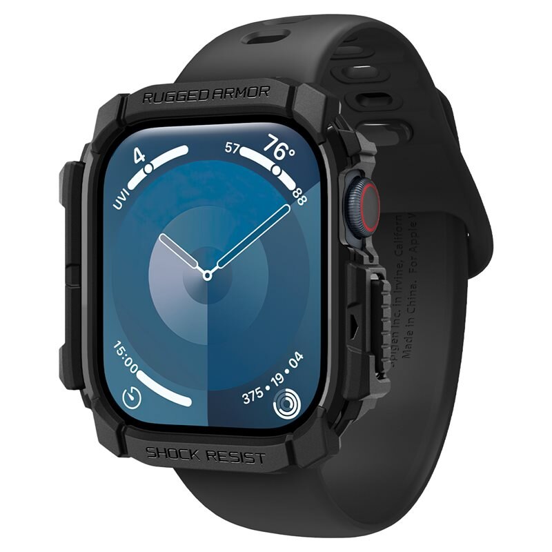 Spigen Apple Watch Series 10 42mm Case Rugged Armor Black - Skyddande skal