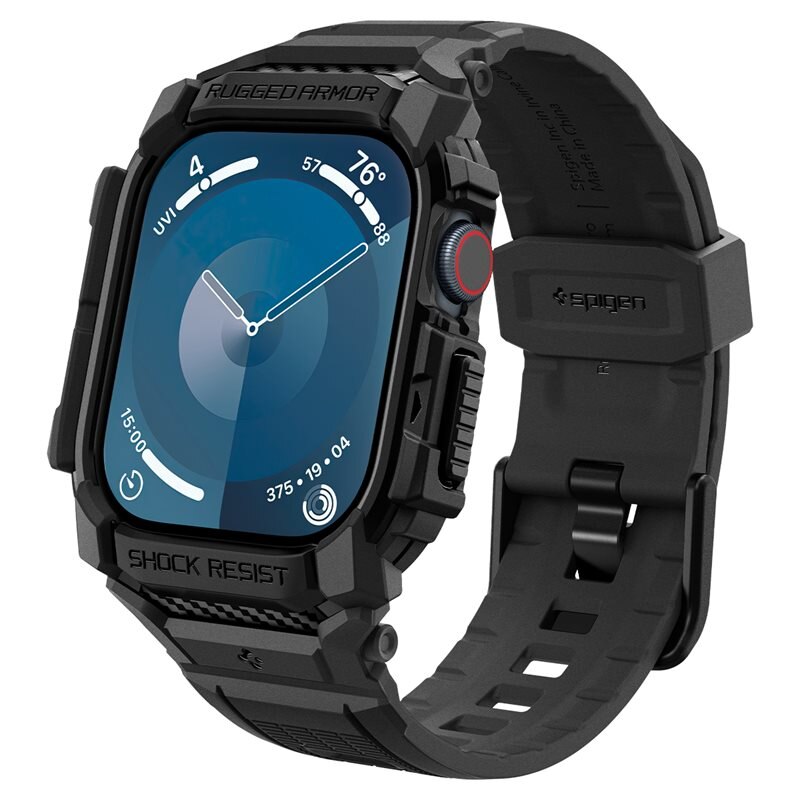 Spigen Apple Watch Series 10 42mm Case Rugged Armor Pro Black - Skal som skyddar mot repor och slitage