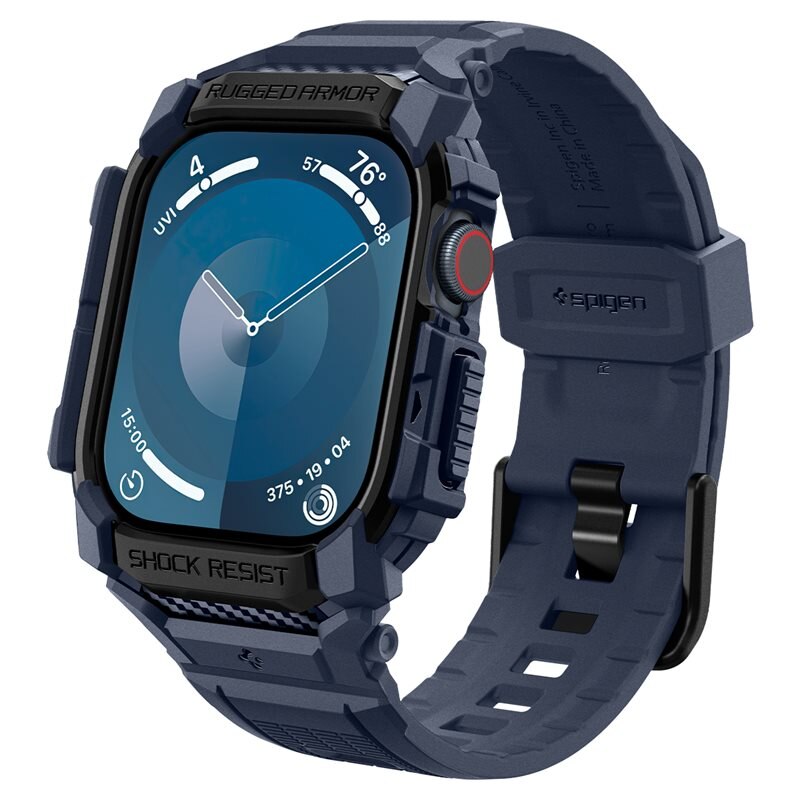 Spigen Apple Watch Series 10 42mm Case Rugged Armor Pro Navy Blue - Skal som skyddar mot repor och slitage