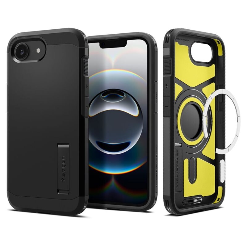 Spigen iPhone 16e Case Tough Armor MagSafe Black - Mobilskal med MagSafe