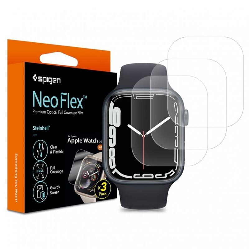 Spigen Apple Watch 45mm Series 8 Skärmskydd Neo Flex (3-pack) - Skärmskydd som skyddar kant till kant