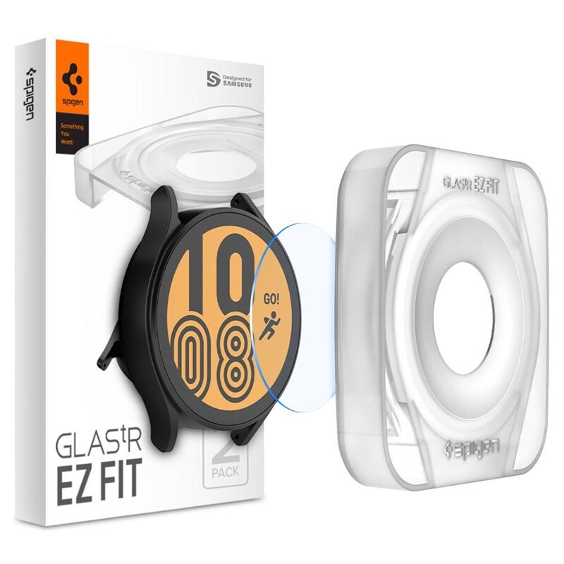 Spigen Samsung Galaxy Watch 4 40mm Screen Protector EZ Fit GLAS.tR (2-pack) - Skärmskydd i härdat glas med installationsram