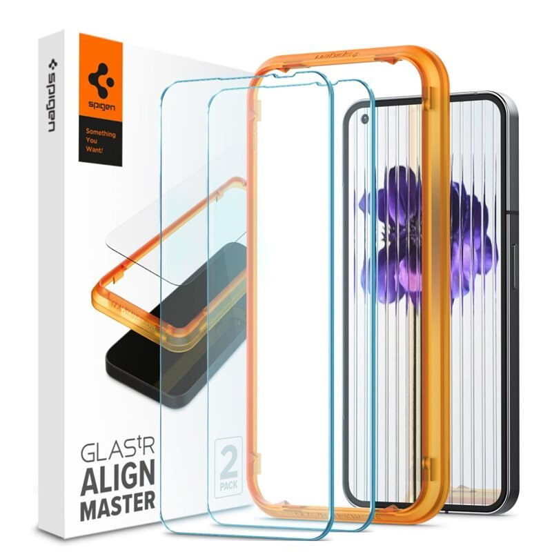 Spigen Nothing Phone 1 AlignMaster GLAS.tR skärmskydd (2-pack) - Skärmskydd i härdat glas med monteringsram - Enkel installation