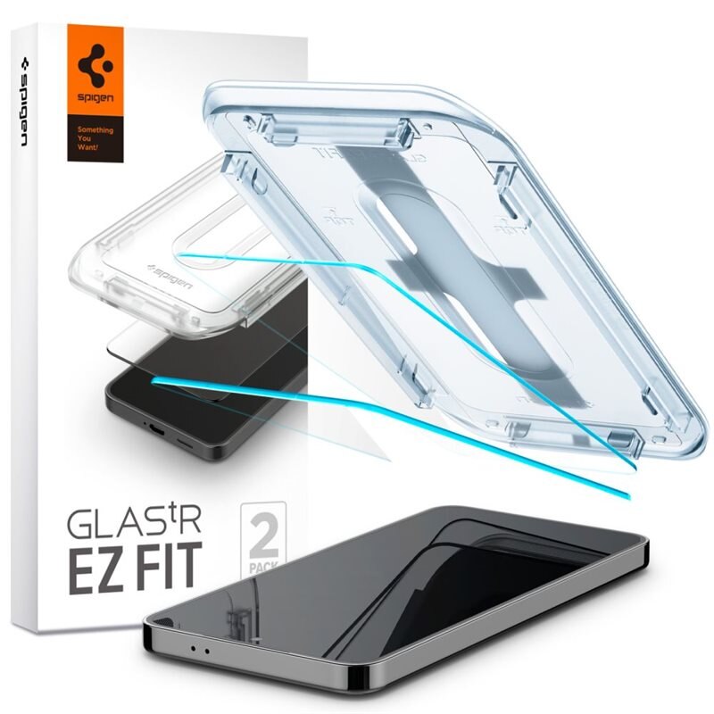 Spigen Samsung Galaxy S24 Screen Protector GLAS.tR EZ Fit (2-pack) - Skärmskydd i härdat glas med monteringsram