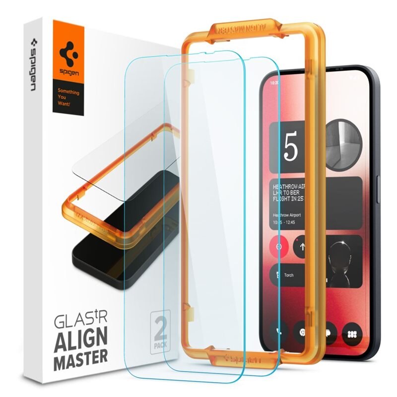 Spigen Nothing Phone 2a AlignMaster GLAS.tR (2-pack) - Skärmskydd i härdat glas med monteringsram - Enkel installation