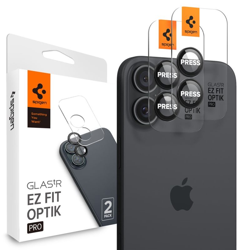 Spigen iPhone 16 EZ Fit Optik Lens Protector (2-pack) Black - Kameraskydd - Linsskydd - Med monteringsram för enkel installation