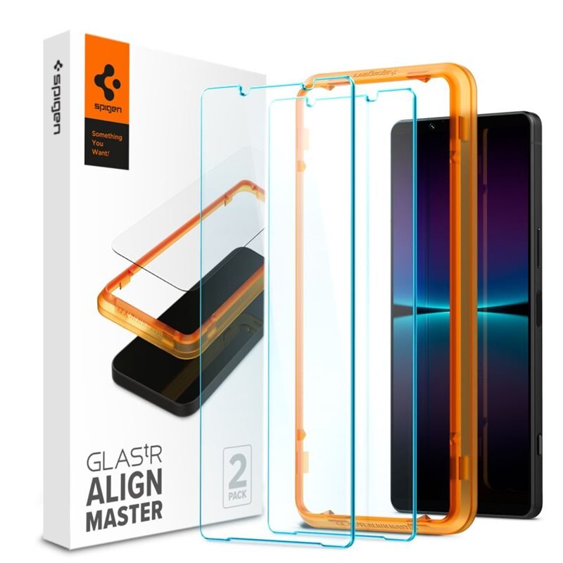 Spigen Sony Xperia 1 VI AlignMaster GLAS.tR (2-pack) - Skärmskydd i härdat glas med monteringsram - Enkel installation