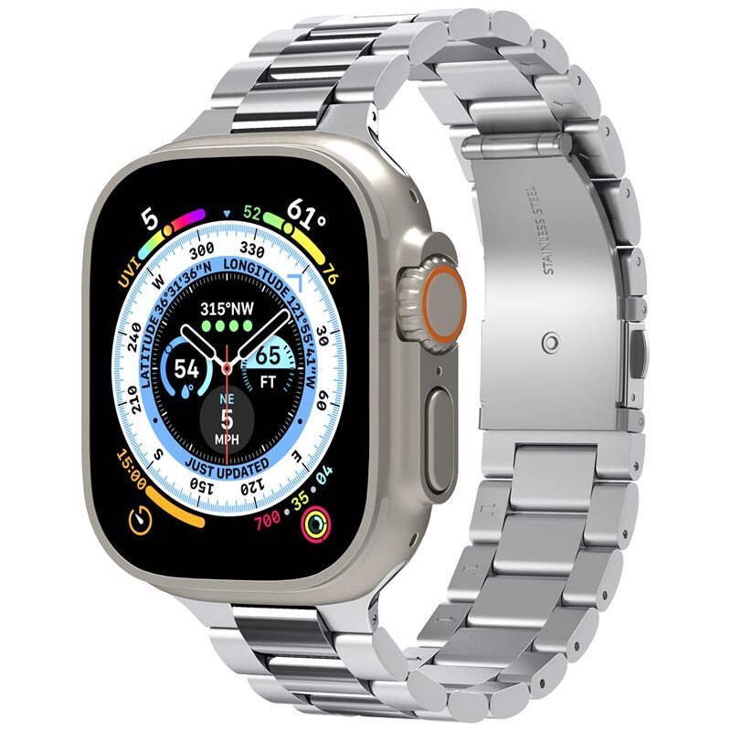 Spigen Apple Watch 45mm Series 7 Armband Modern Fit 316L Silver