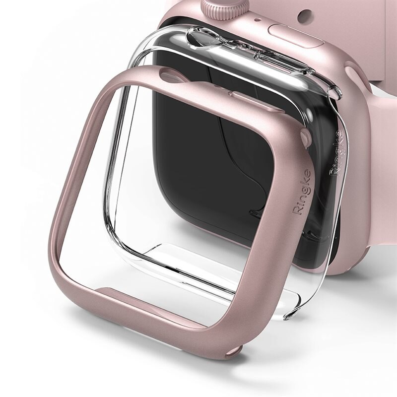 Ringke Slim Case (2-pack) Apple Watch Series 7 45mm Pink & Clear - Minimalistiskt skal som skyddar