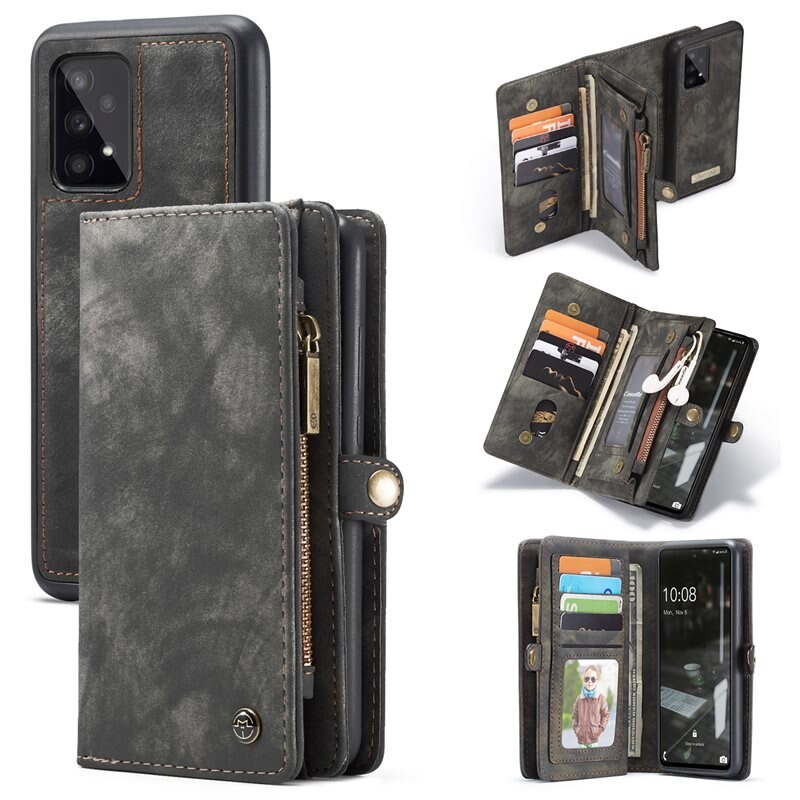 CaseMe Multi-slot Plånboksfodral Samsung Galaxy A33 Grå - Mobilfodral med extra många kortplatser - Korthållare