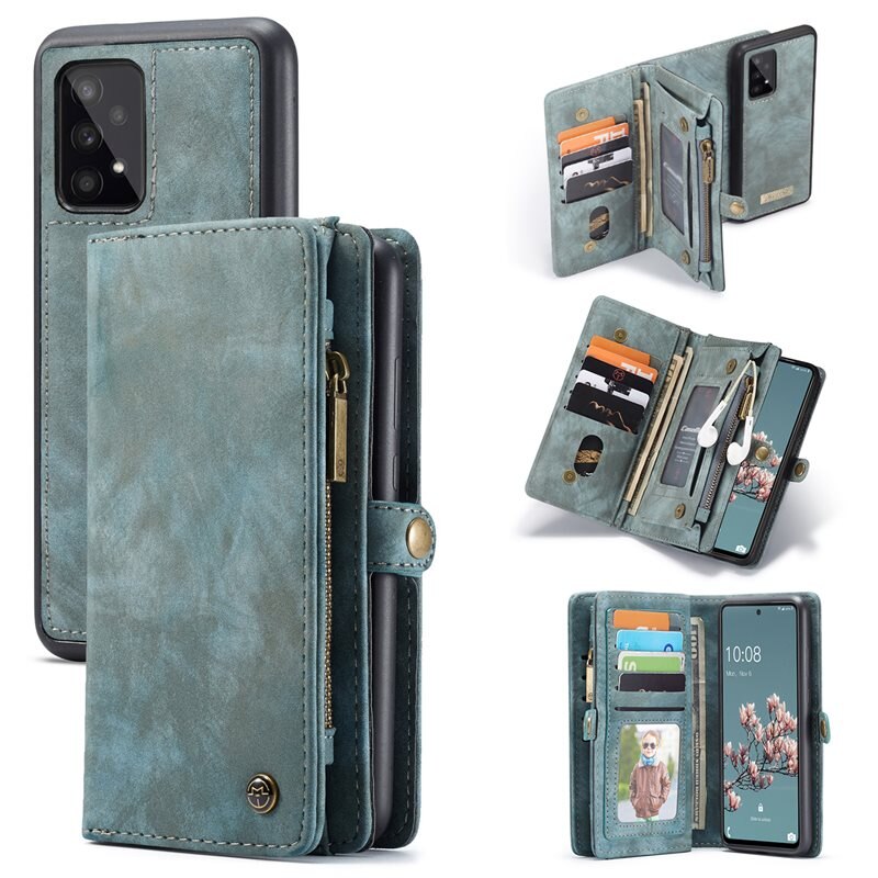 CaseMe Multi-slot Plånboksfodral Samsung Galaxy A53 Blå - Mobilfodral med extra många kortplatser - Korthållare