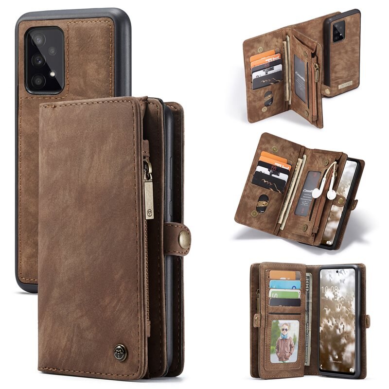 CaseMe Multi-slot Plånboksfodral Samsung Galaxy A53 Brun - Mobilfodral med extra många kortplatser - Korthållare