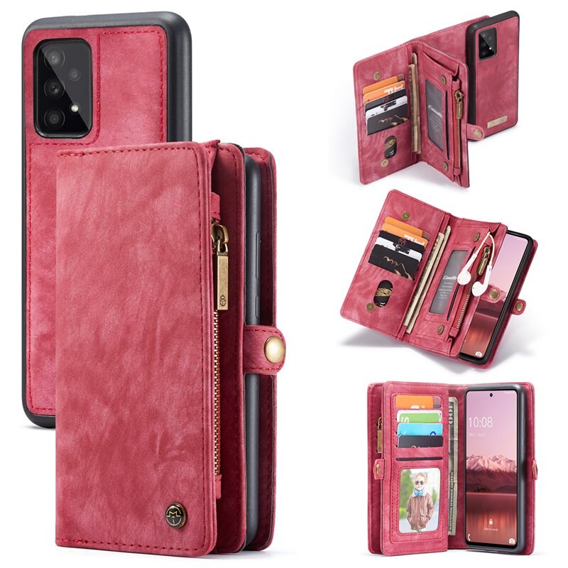 CaseMe Multi-slot Plånboksfodral Samsung Galaxy A53 Röd - Mobilfodral med extra många kortplatser - Korthållare