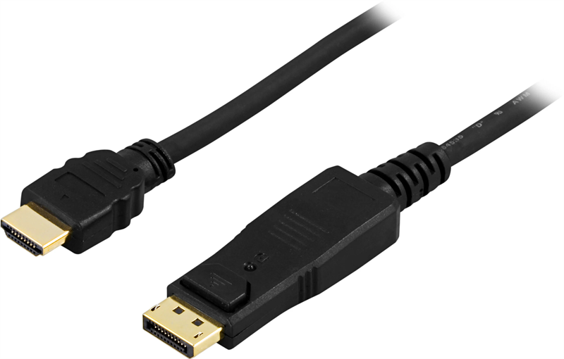 Deltaco DisplayPort-HDMI-kabel 2m svart