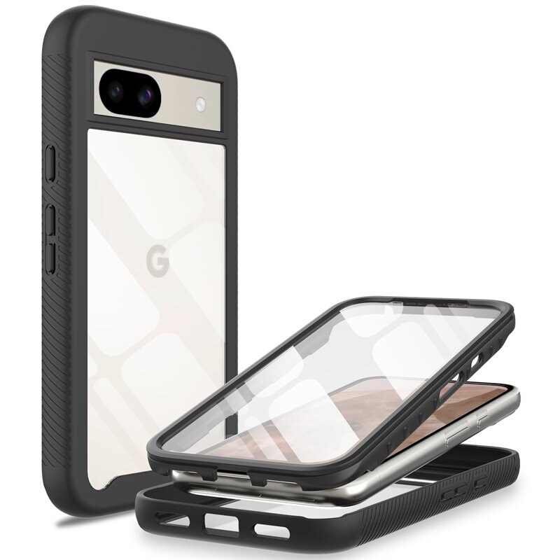 Mobique Full Protection Case Google Pixel 8a Svart - Heltäckande skal med integrerat skärmskydd