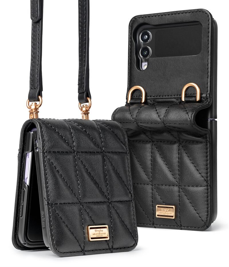 Ringke Folio Signature Quilted Samsung Galaxy Z Flip 3 Svart - Mobilfodral - Mobilväska dam