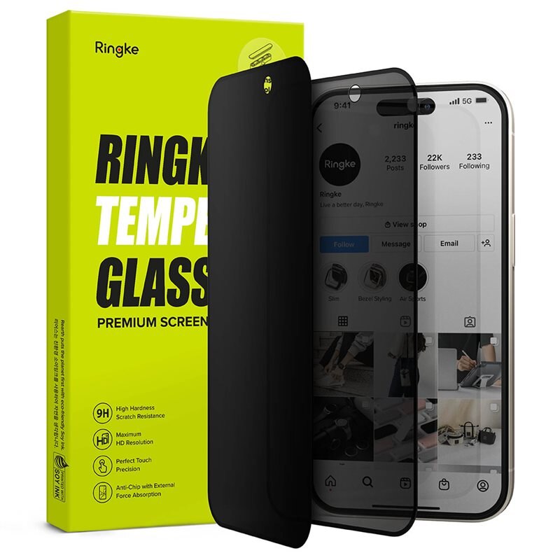 Ringke Privacy Screen Protector Glass iPhone 15 Pro Max - Skärmskydd med sekretessfilter - Skydda din integritet