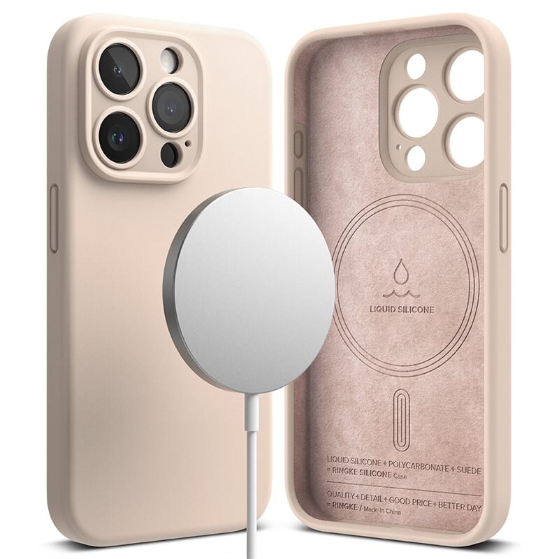 Ringke Silicone Magnetic Case iPhone 15 Pro Pink Sand