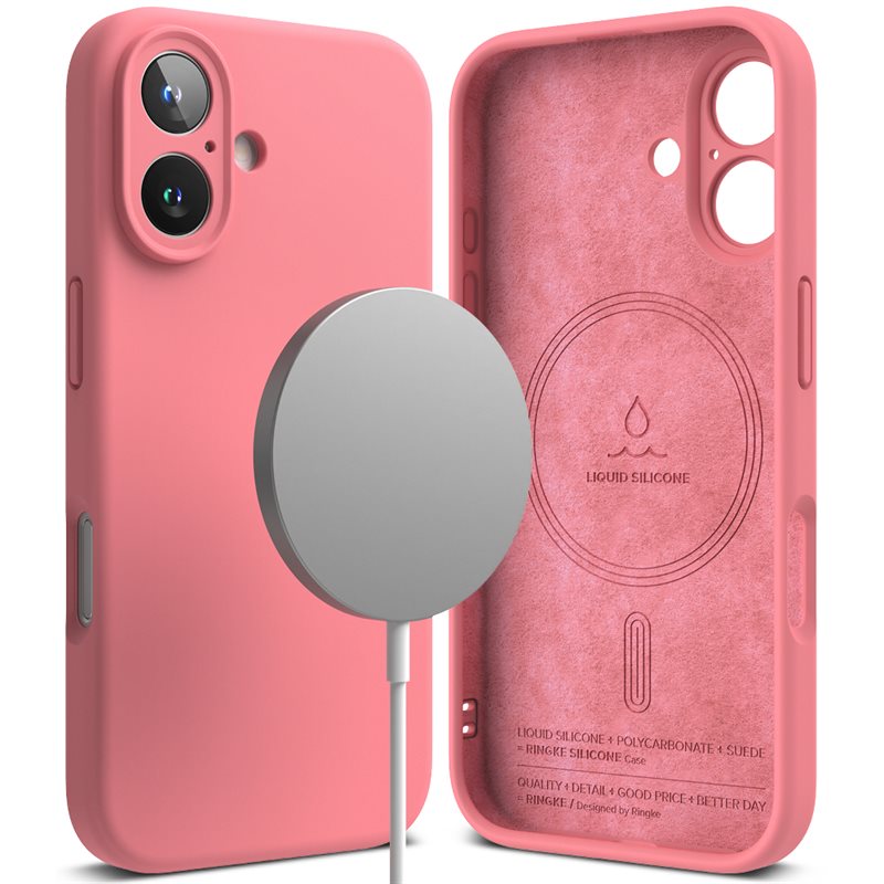 Ringke Silicone Magnetic Case iPhone 16 Pink