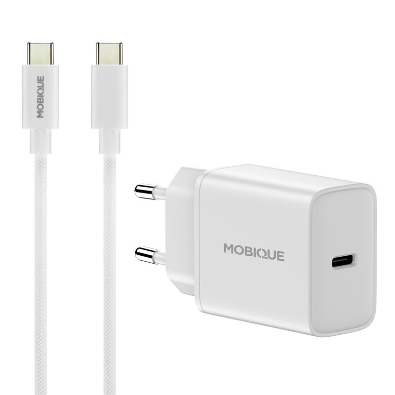 Komplett laddare iPhone 16 - 2m kabel & väggladdare USB-C Vit