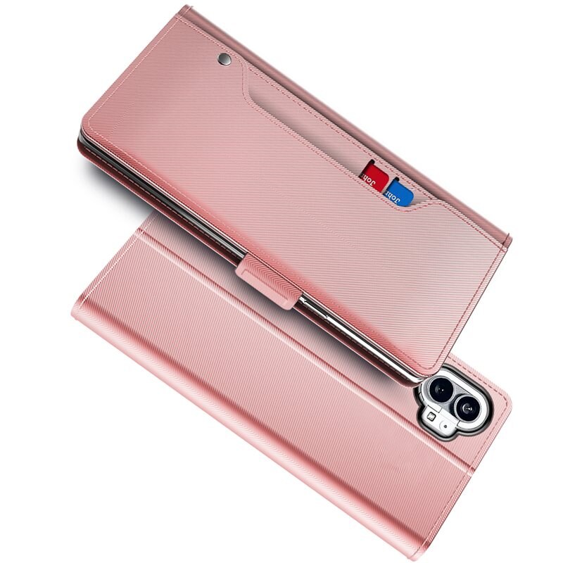 Plånboksfodral Spegel Nothing Phone 1 Rose gold - Mobilfodral med kortfack och sedelficka