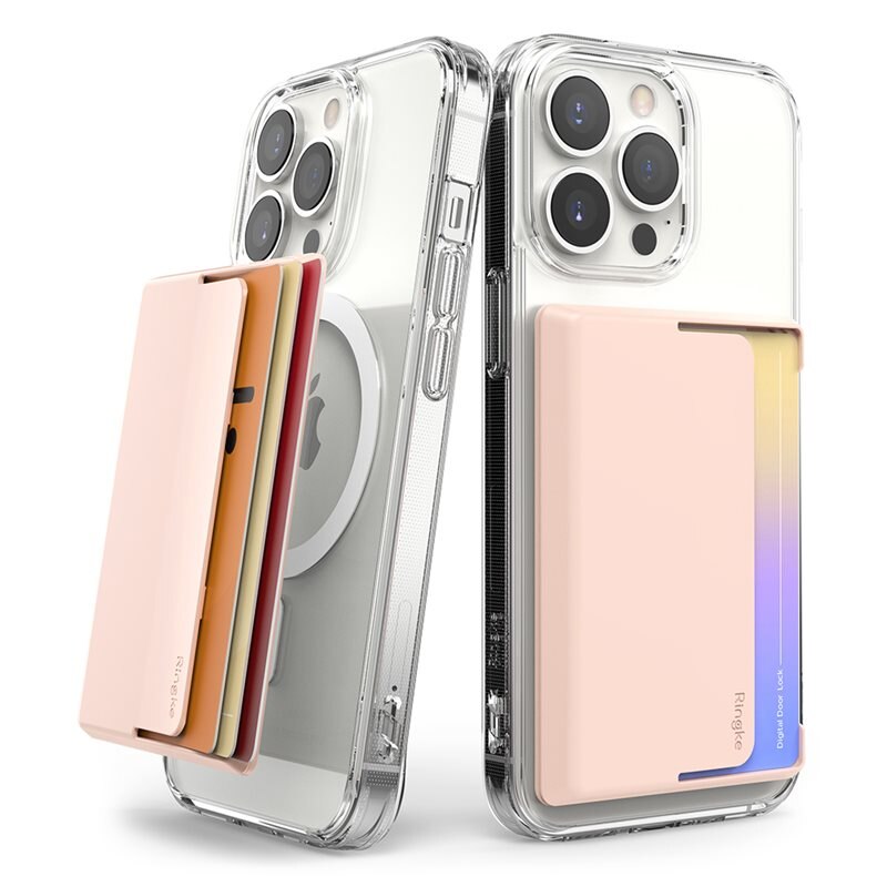 Ringke Magnetic Side Korthållare Peach Pink - Korthållare till mobilen