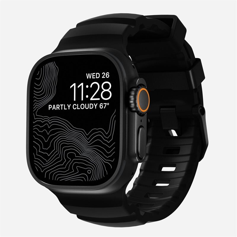Nomad Apple Watch SE 3 44mm Rocky Point Band Carbon Black (Black Hardware)