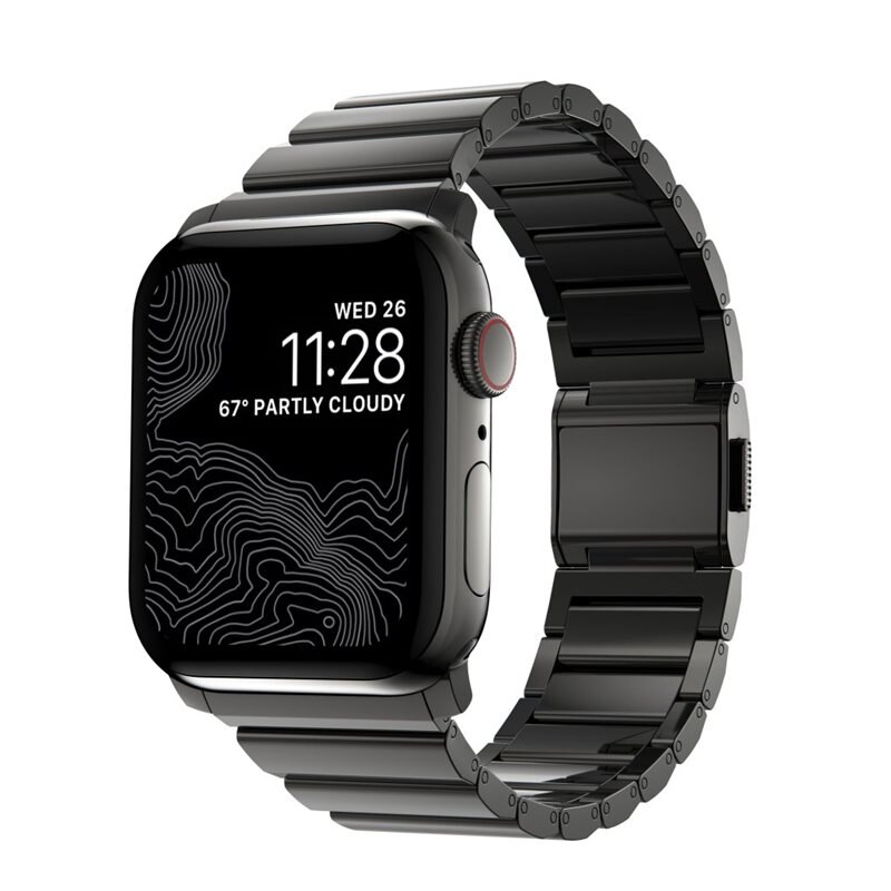 Nomad Steel Band Apple Watch 41mm Series 8 Graphite - Lyxigt armband i högkvalitativt stål