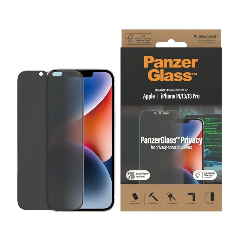 PanzerGlass iPhone 16e Privacy Screen Protector (with EasyAligner) Ultra Wide Fit - Skärmskydd med sekretessfilter - Skydda din integritet