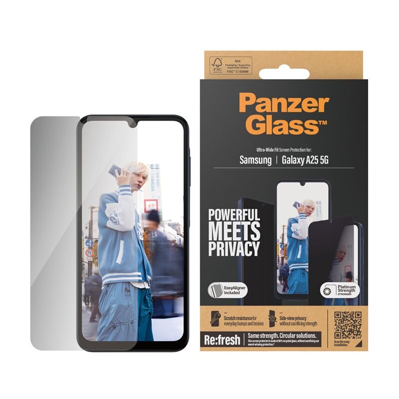 PanzerGlass Samsung Galaxy A25 Privacy Screen Protector (with EasyAligner) Ultra Wide Fit - Skärmskydd med sekretessfilter - Skydda din integritet